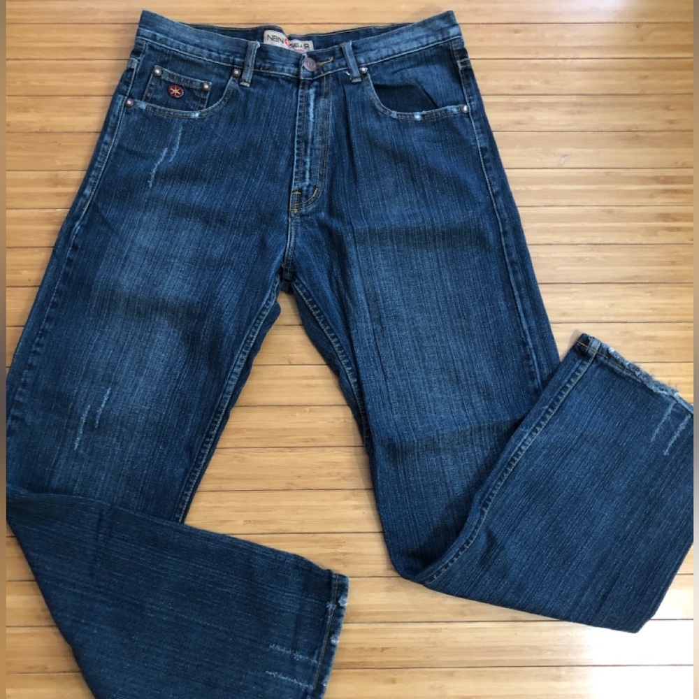 NBN Gear Men's Dark Washed Blue Denim Jeans - Classic Straight Loose Fit